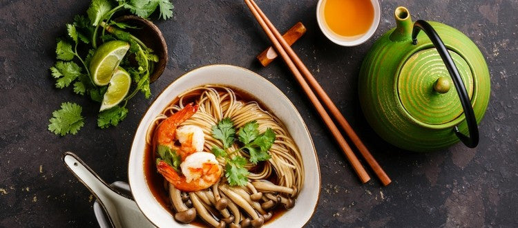 Cooking with tea – Green tea, prawn and mushroom ramen recipe